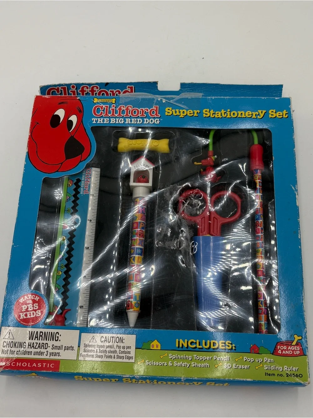 Clifford The Big Red Dog Vintage NOS Scholastic School Stationery Set Pen Ruler